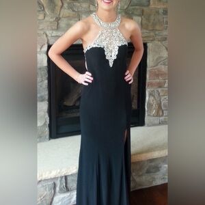 Black Dress with slit down the left leg